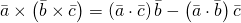 \tiny \bar{a}\times \left(\bar{b}\times \bar{c} \right)=\left(\bar{a}\cdot \bar{c} \right)\bar{b}-\left(\bar{a}\cdot \bar{b} \right)\bar{c}