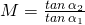 M=\frac{tan\:{\alpha }_{2}}{tan\:{\alpha }_{1}}